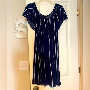 Fab'rik Size Medium M Blue White striped Flow Mini Dress lot5685
